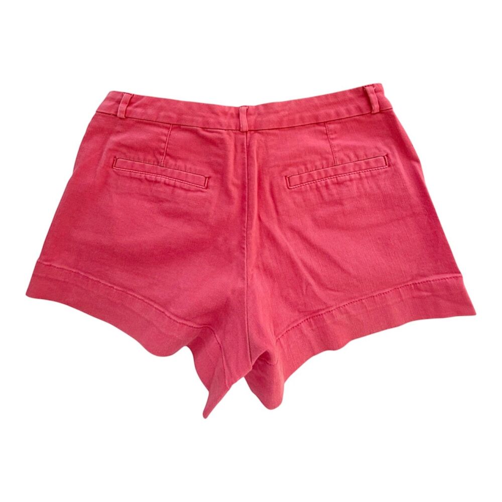 French Connection Melon Pink Denim Shorts ✨ Zipper Pockets sz 6 - Picture 3 of 8
